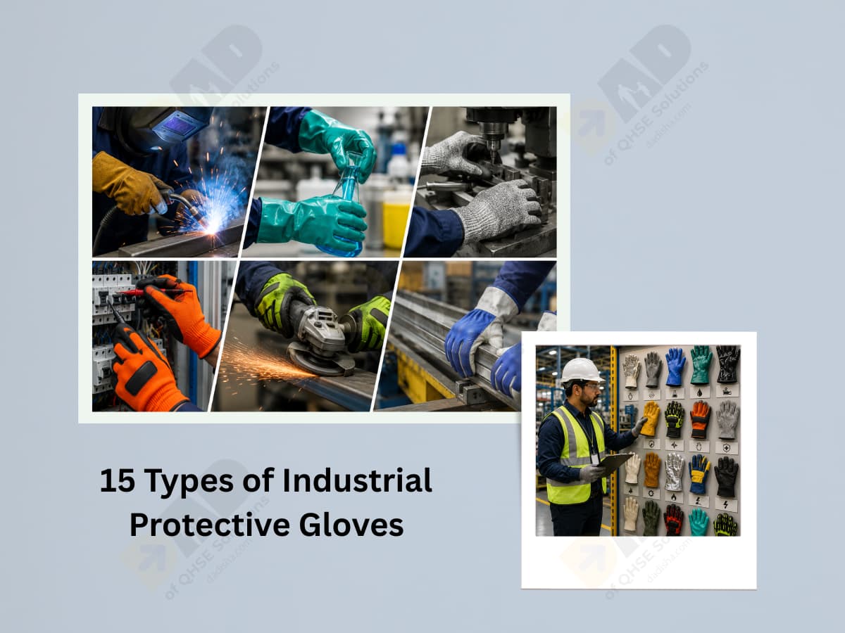 Industrial safety gloves guide showing PPE gloves for hazard-based worker protection