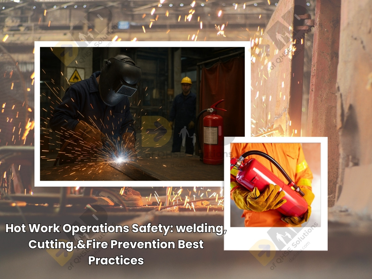 Welder using protective helmet and gloves during metal cutting