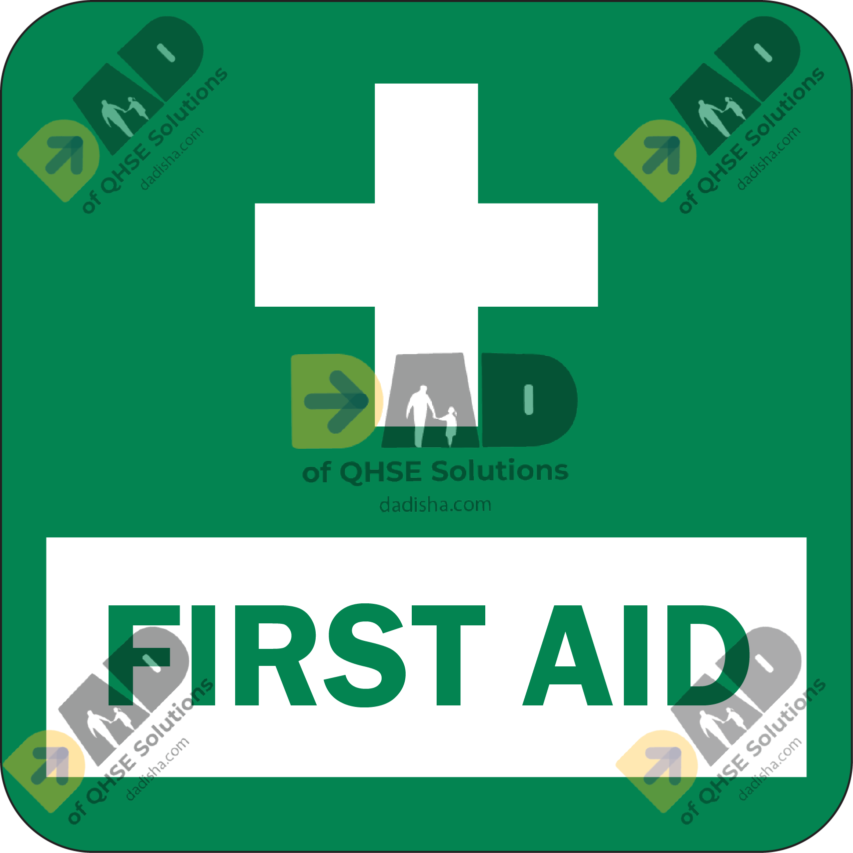 FIRST AID CROSS WHITE BOX GREEN TEXT